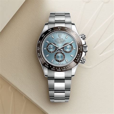 rolex cosmograph daytona platinum case ice blue dial